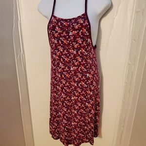 SO maroon floral high neck swing dress